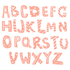 Hand-drawn letters, colorful English alphabet for children