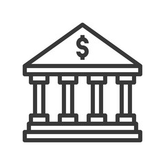 Bank building, bank and financial related icon, editable stroke outline