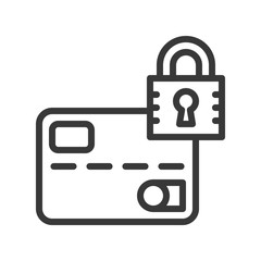 credit or debit card and lock, security icon, Bank building, bank and financial related icon, editable stroke outline
