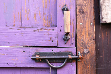 Purple Painted Dutch Split Shed Door's Gate Lock and Iron Handle Hardware