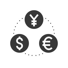 currency exchange euro yen and dollar, bank and financial related icon, glyph design