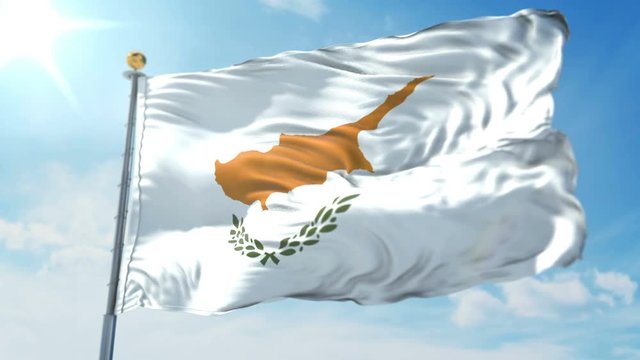 Cyprus flag seamless looping 3D rendering video. 3 in 1: Includes isolated on green screen and alpha channel as luma matte for easy clipping in AE.  Beautiful textile cloth fabric loop waving