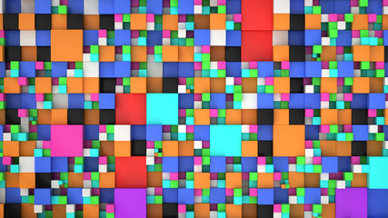 Pattern from colorful cubes of different sizes