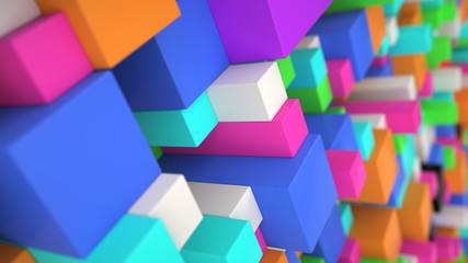 Pattern from colorful cubes of different sizes
