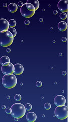 ubble with Hologram Reflection. Set of Realistic Water or Soap Bubbles for Your Design.