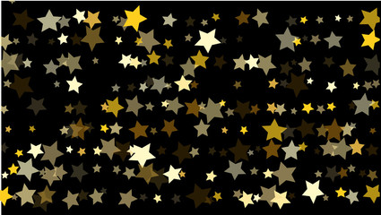 Abstract Background with Many Random Falling Golden Stars Confetti .