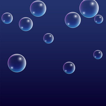 ubble with Hologram Reflection. Set of Realistic Water or Soap Bubbles for Your Design.
