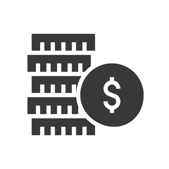gold coin and stack of coins, bank and financial related icon, glyph design