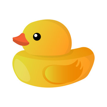 Duckling Toy Isolated icon. Cartoon style. Vector Illustration