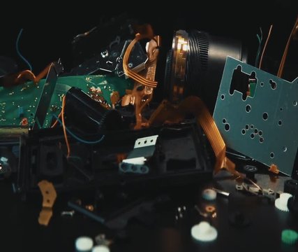 The Electronic Waste in black tone for background.