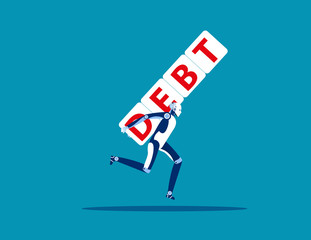 Robot under the burden of loan. Concept business debt vector illustration, Business character style, Cartoon design.