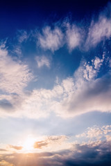 Cumulus clouds in the blue sky