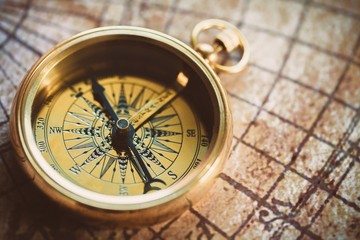 Compass on Old Map
