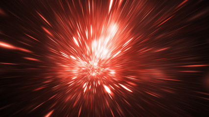 Obraz premium Abstract holiday background with blurred rays and sparkles. Beautiful red light effect. Digital fractal art. 3d rendering.