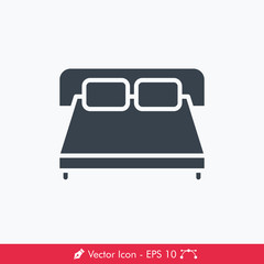 Double Bed Icon / Vector