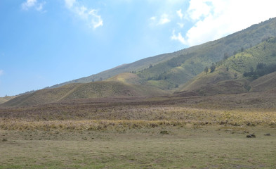 black ash sand dunes in Bromo Tengger national park, Whisper sand at Java island in JAVA, INDONESIA