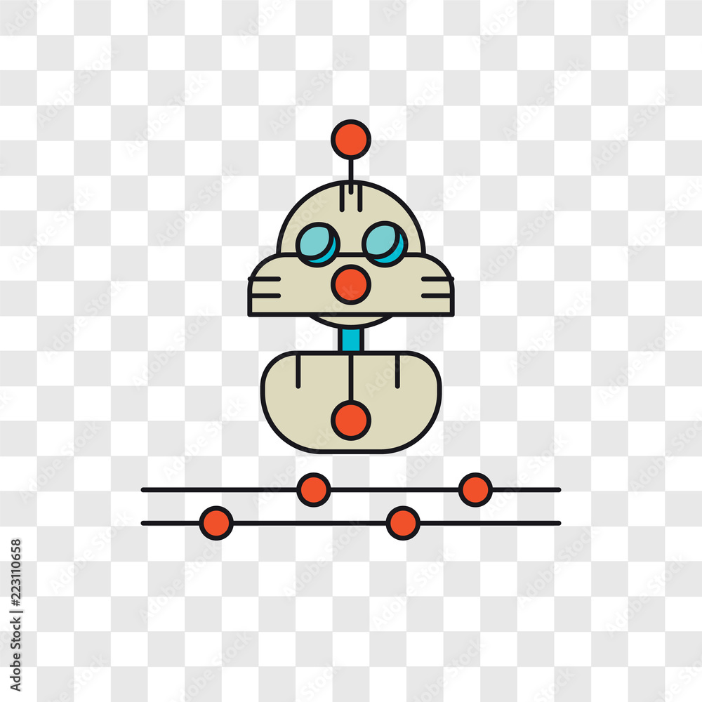 Poster robot vector icon isolated on transparent background, robot logo design