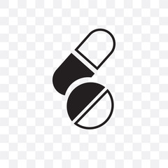 pills icon isolated on transparent background. Simple and editable pills icons. Modern icon vector illustration. - 223111297