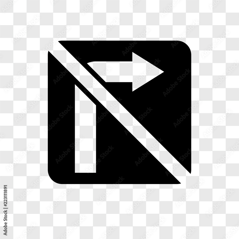 Poster no turn right icons isolated on transparent background. modern and editable no turn right icon. simp