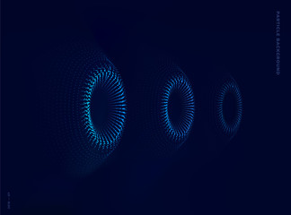 three particle turbines, vector dotted illustration