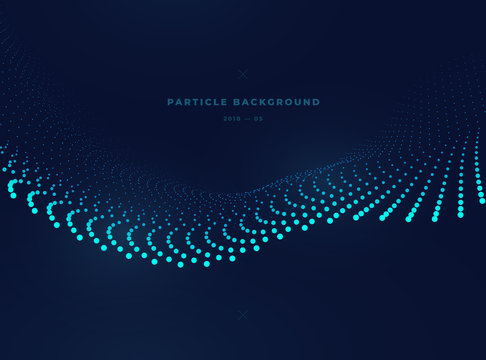 Particle wave, vector dotted illustration