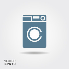 Washing machine icon. Home appliances symbol. Flat sign on gray background.