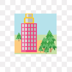 building icon on transparent background. Modern icons vector illustration. Trendy building icons