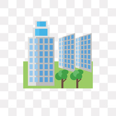 skyscraper icon on transparent background. Modern icons vector illustration. Trendy skyscraper icons