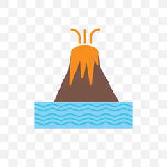 volcano icon isolated on transparent background. Simple and editable volcano icons. Modern icon vector illustration.