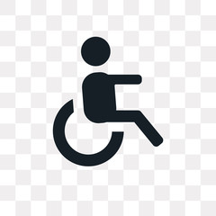 wheelchair side view icon on transparent background. Modern icons vector illustration. Trendy wheelchair side view icons