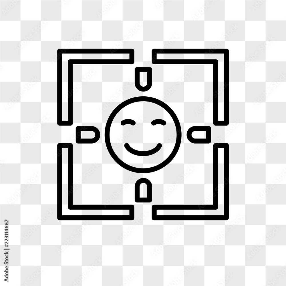 Poster face detection vector icon isolated on transparent background, face detection logo design