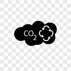 co2 icons isolated on transparent background. Modern and editable co2 icon. Simple icon vector illustration.
