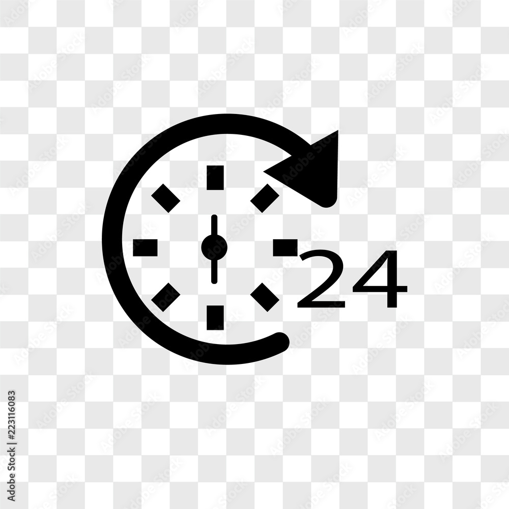 Poster 24 hours icons isolated on transparent background. modern and editable 24 hours icon. simple icon ve