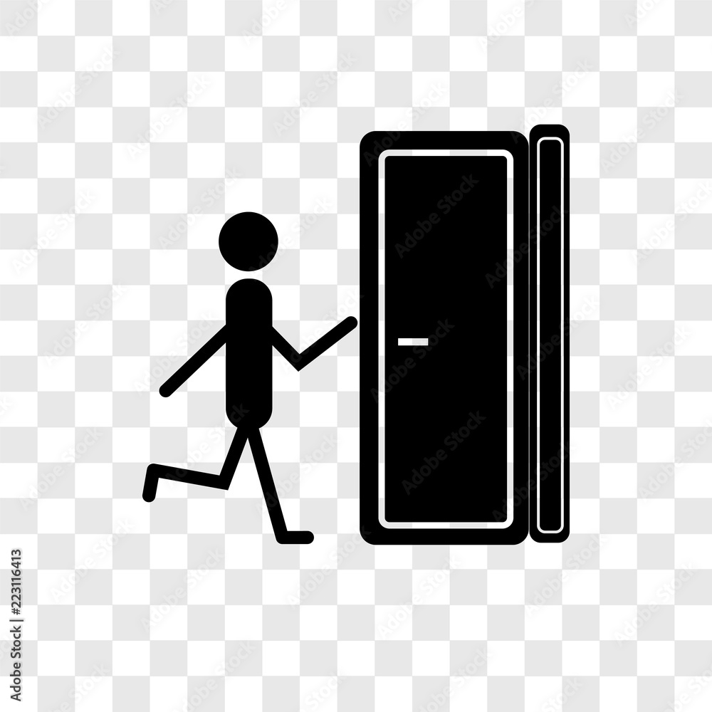 Poster exit vector icon isolated on transparent background, exit logo design