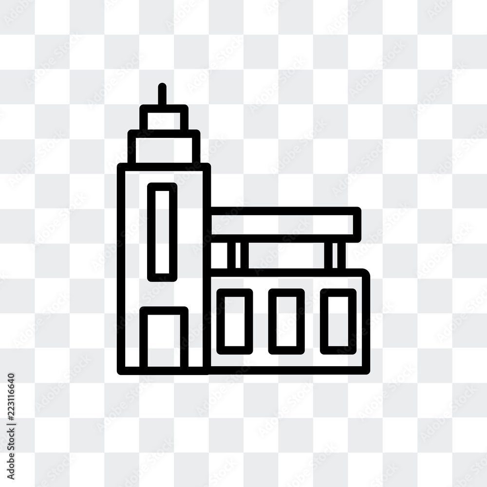 Poster office building icon isolated on transparent background. modern and editable office building icon. s