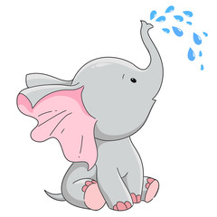 Hand drawn elephant cute character