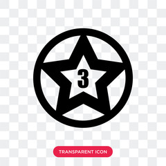 Star with Number Three vector icon isolated on transparent background, Star with Number Three logo design