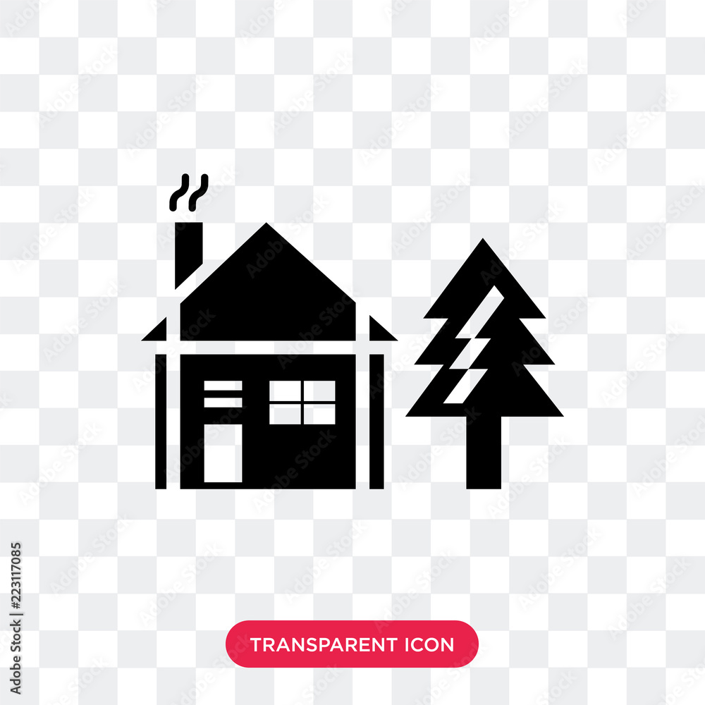 Poster house with tree vector icon isolated on transparent background, house with tree logo design