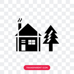 House with Tree vector icon isolated on transparent background, House with Tree logo design