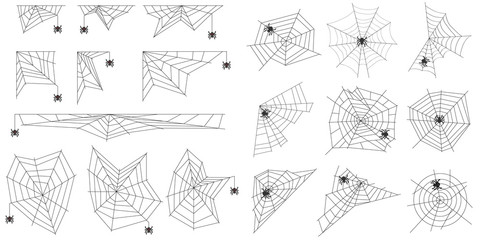 Cobweb spider cobwebs realistic. A spider weaves a spider web. Flat design, vector illustration, vector.
