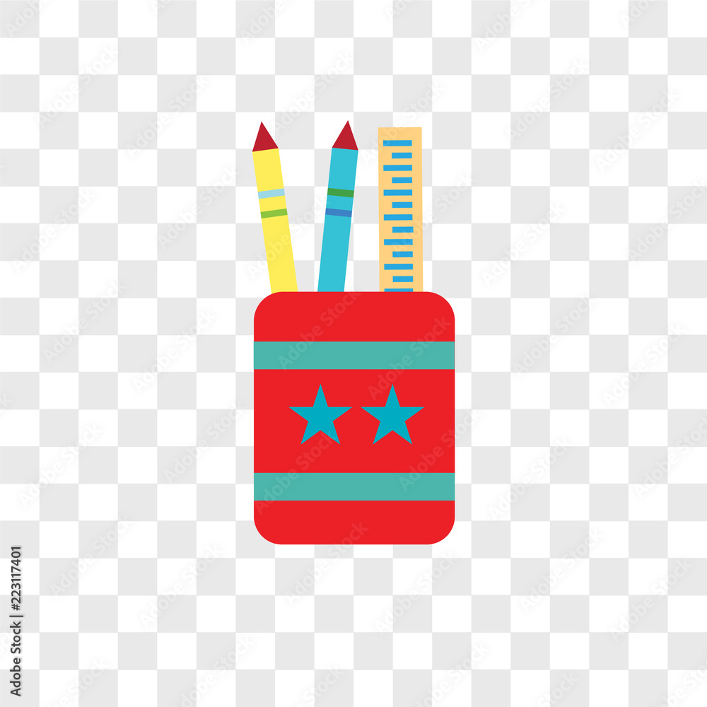 Poster pencil case icons isolated on transparent background. modern and editable pencil case icon. simple i