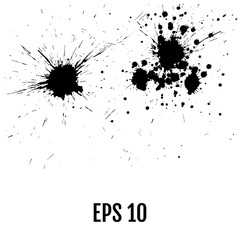 Black paint splatter. All elements are not grouped. Vector illustration.