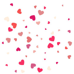 Beautiful Confetti Hearts Falling on Background. Invitation Template Background Design, Greeting Card, Poster. Valentine Day. Vector illustration