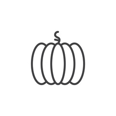 Pumpkin outline icon. linear style sign for mobile concept and web design. Vegetable simple line vector icon. Halloween symbol, logo illustration. Pixel perfect vector graphics