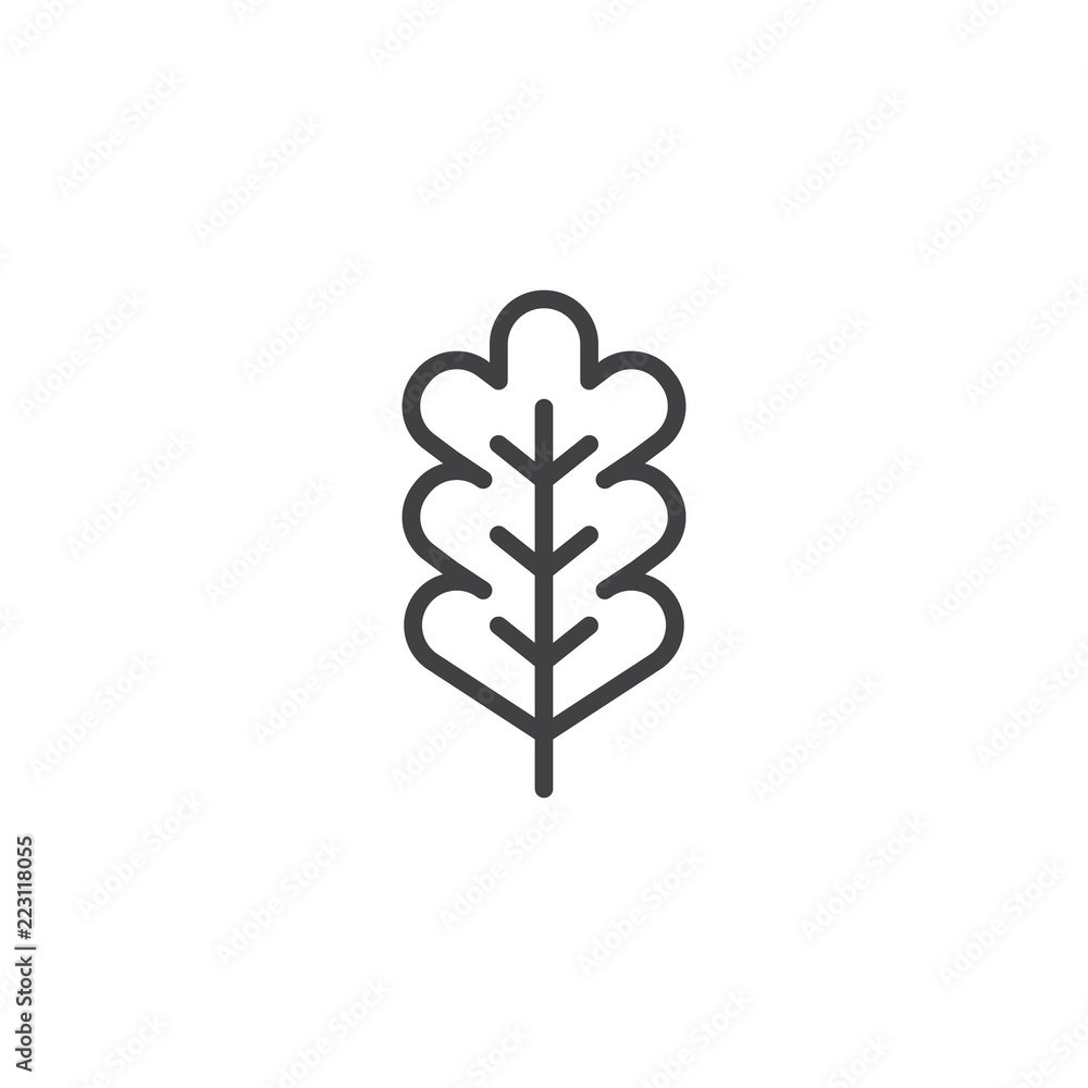 Poster oak leaf outline icon. linear style sign for mobile concept and web design. autumn leaf simple line 