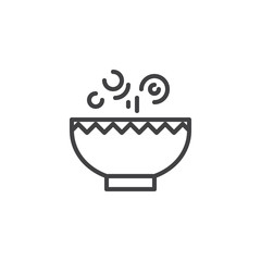 Hot soup bowl outline icon. linear style sign for mobile concept and web design. Hot food plate simple line vector icon. Symbol, logo illustration. Pixel perfect vector graphics