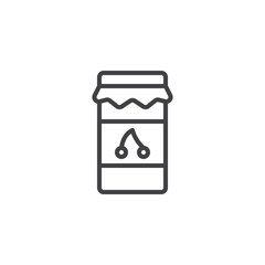 Jam jar outline icon. linear style sign for mobile concept and web design. Cherry jam simple line vector icon. Symbol, logo illustration. Pixel perfect vector graphics