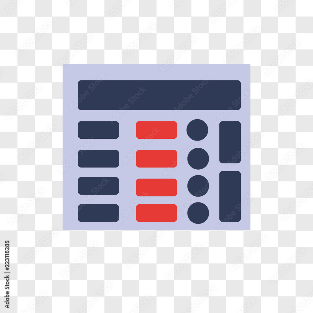 Poster adding machine vector icon isolated on transparent background, adding machine logo design