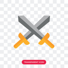 Obraz premium Sword vector icon isolated on transparent background, Sword logo design