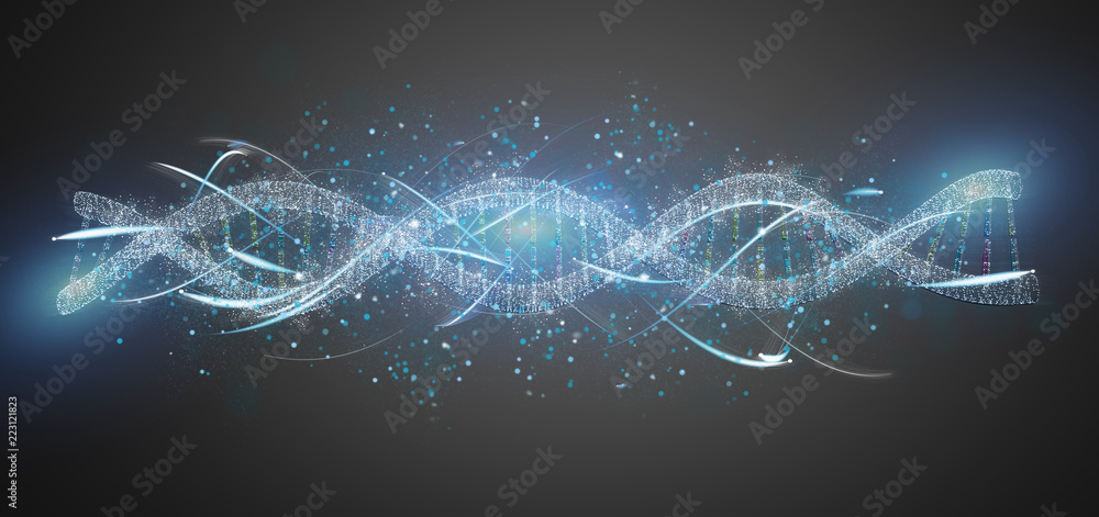 Poster view of a 3d render dna isolated on a background